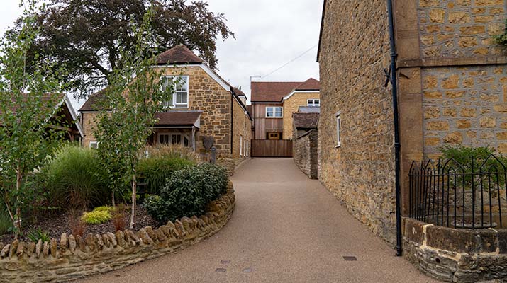 Modern home built in garden of property in conservation area in Sherborne
