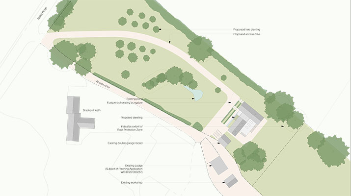 Planning application drawings for replacing existing dwelling in Somerset