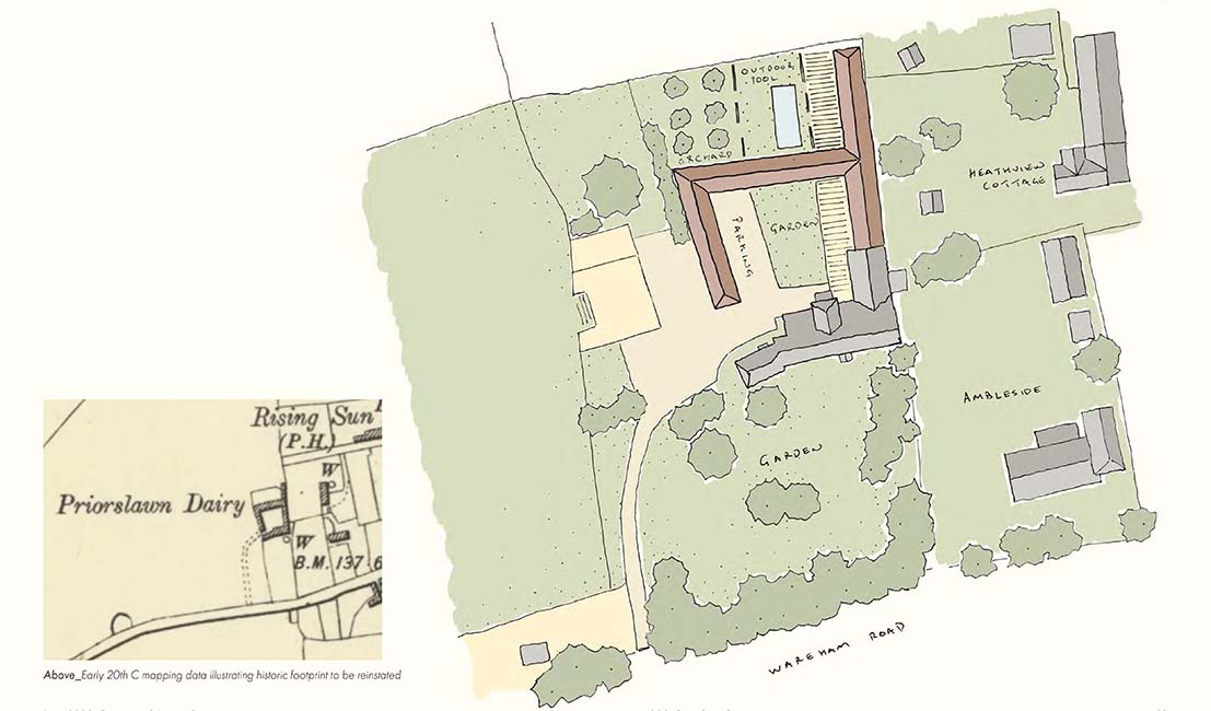 Priorslawn Dairy historic map and new proposed design